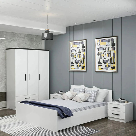 Bedroom - bed with wardrobe and 2 commodes - BR-400