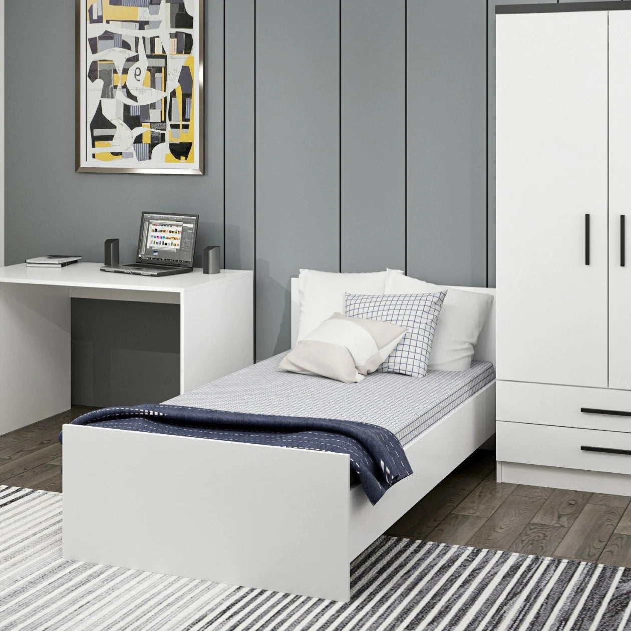 Complete bedroom - bed with wardrobe and desk - Br-200