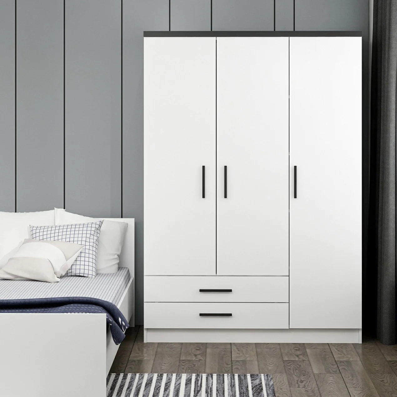 Complete bedroom - bed with wardrobe and desk - Br-200