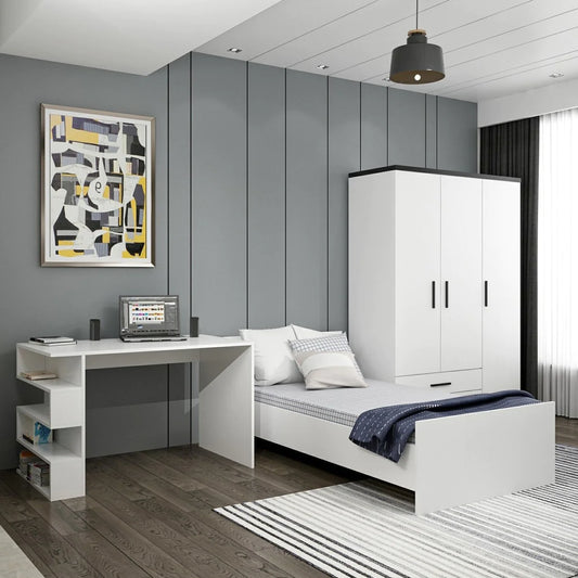 Complete bedroom - bed with wardrobe and desk - Br-200