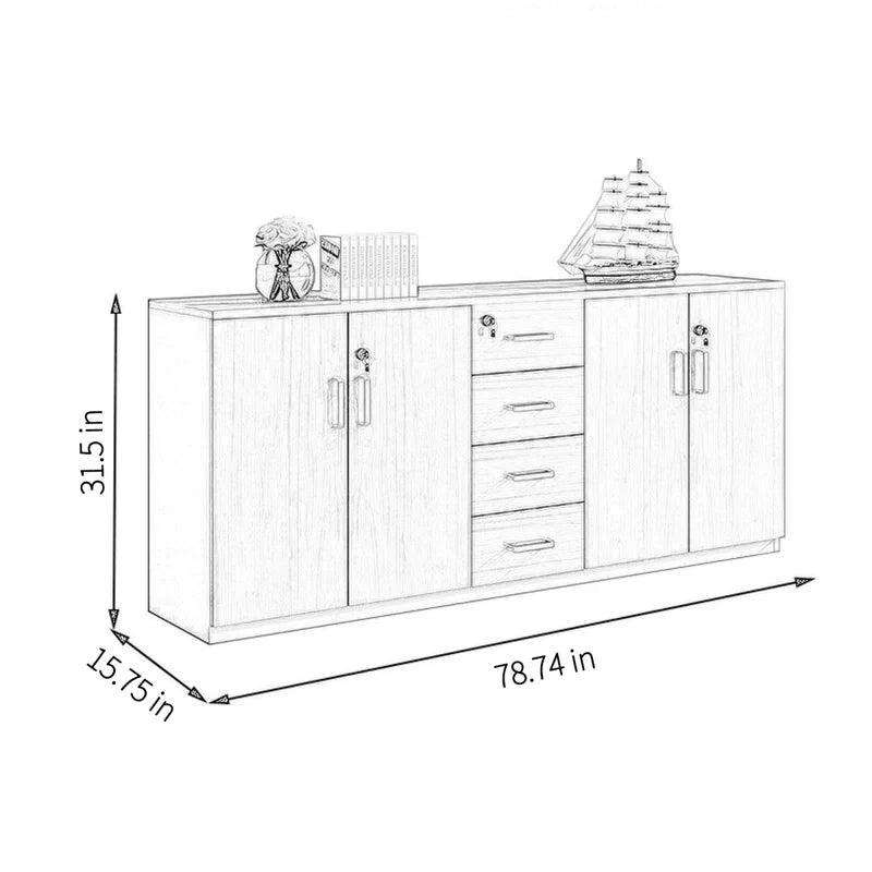 4-Drawer Filing Cabinet Beige & White