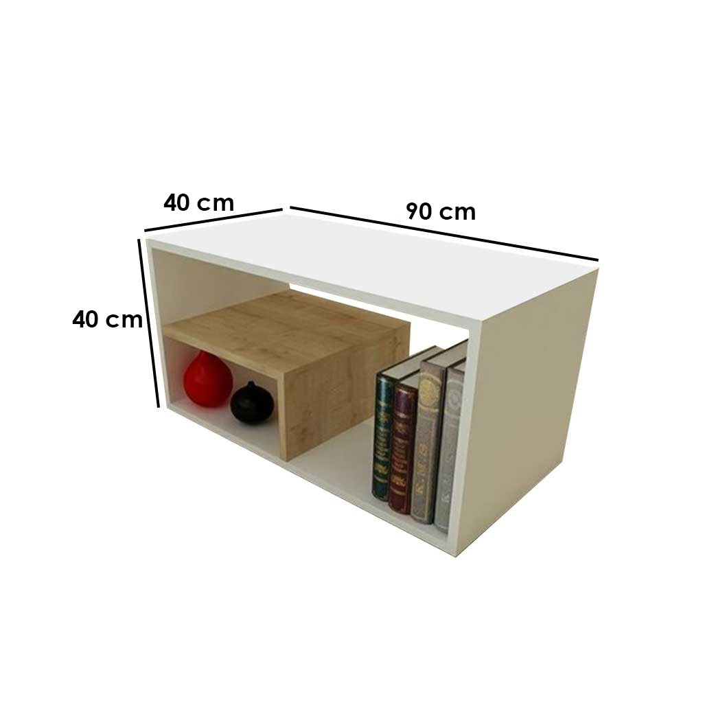 Center Table White & Beige 90X40/40 Cm