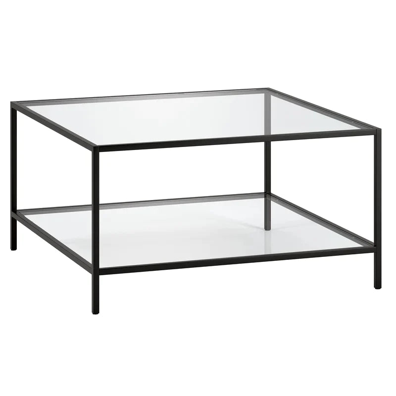 Square Coffee Table With Glass Shelf