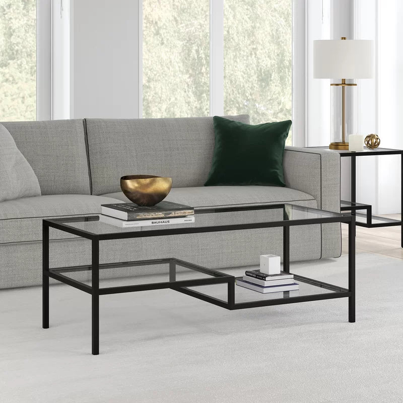 Coffee Table 4 Leg Black 114X51/43 Cm