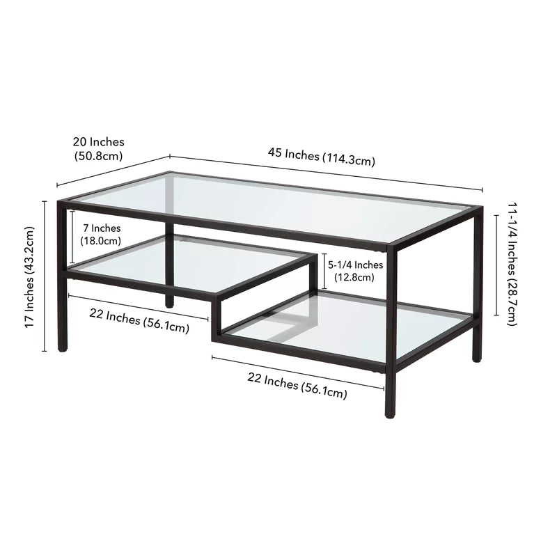 Coffee Table 4 Leg Black 114X51/43 Cm