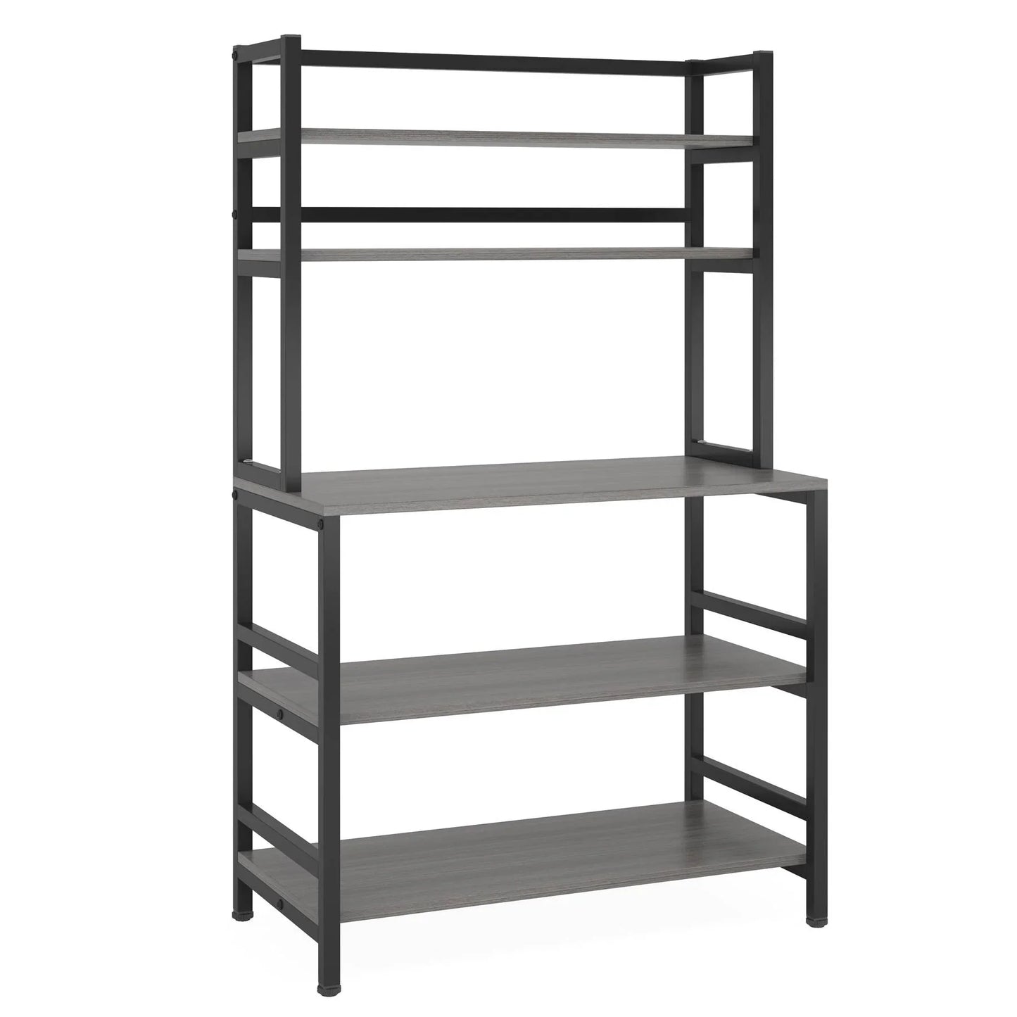 Stable Black & Grey Kitchen Baker's Rack, 5-Tier Freestanding Kitchen Utility Storage Shelf