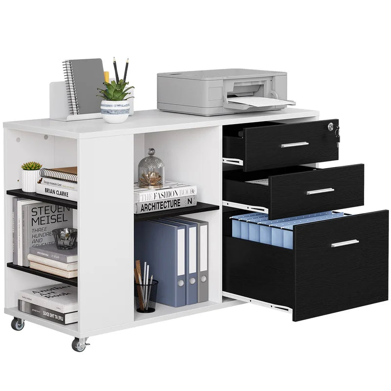 Drawer Vertical Filing Cabinet White & Black