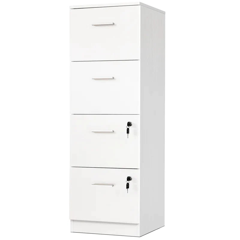 Wide 4 -Drawer Vertical Filing Cabinet - White