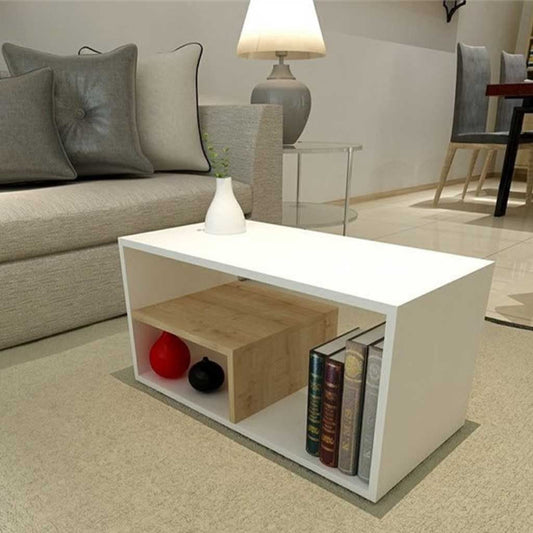 Center Table White & Beige 90X40/40 Cm