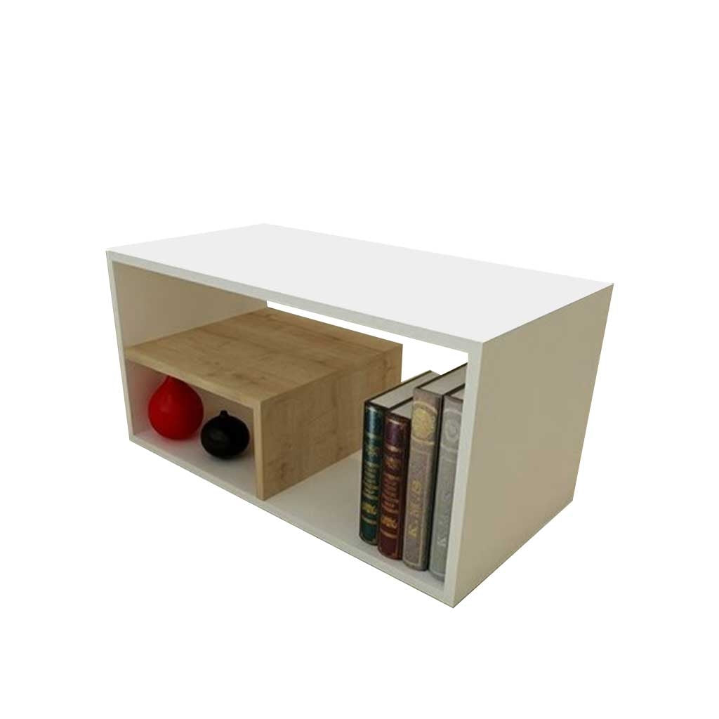 Center Table White & Beige 90X40/40 Cm