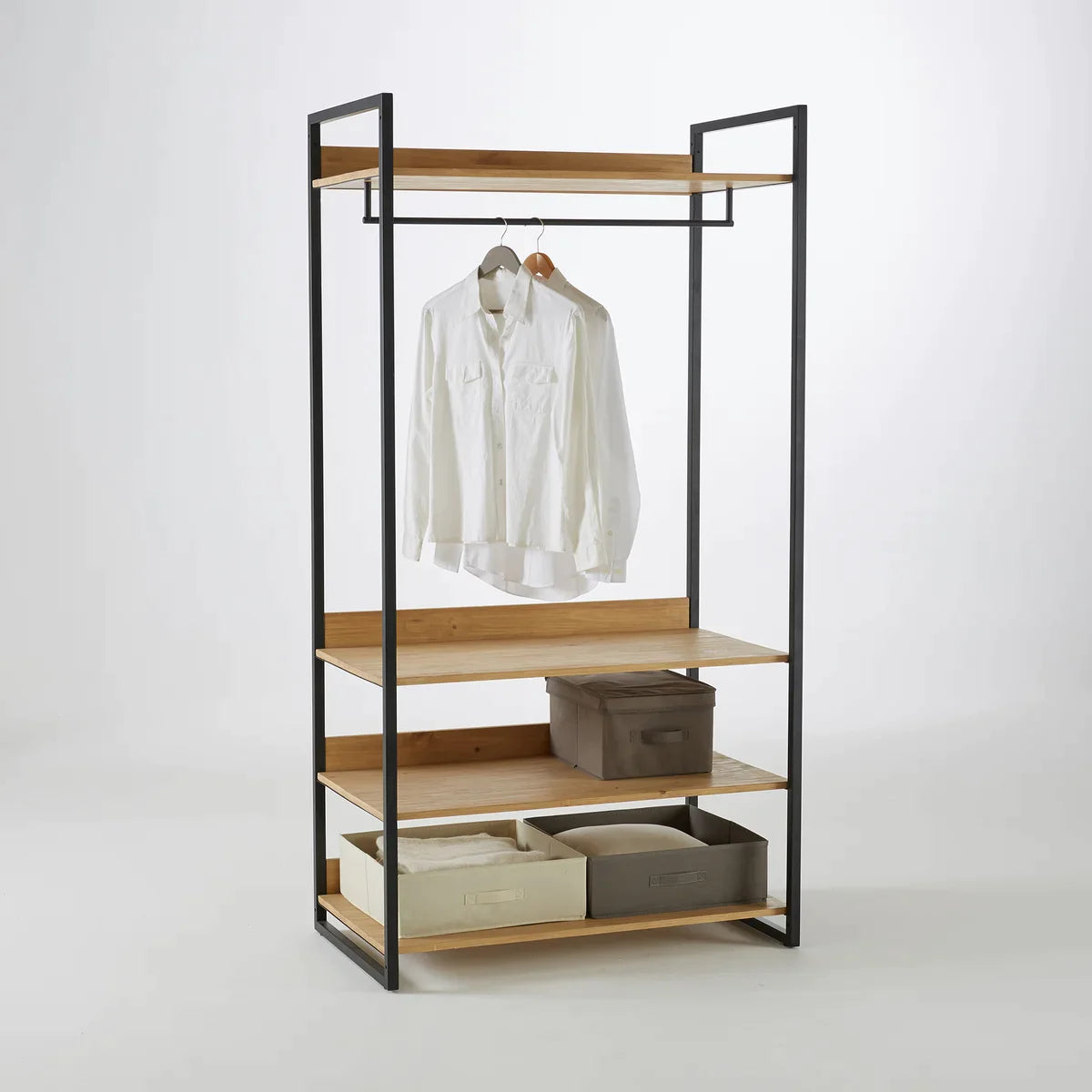 Open Wardrobe Black & Beige 100X53/193 Cm