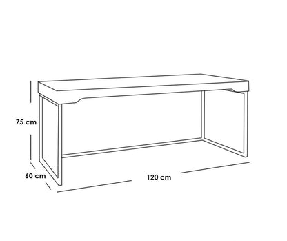 Desk Black & Brown 120X60/75 Cm