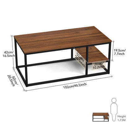 Coffee Table With Shelf Black & Brown 102X52/42 Cm