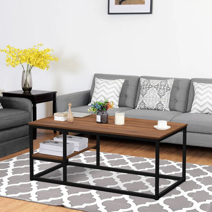 Coffee Table With Shelf Black & Brown 102X52/42 Cm