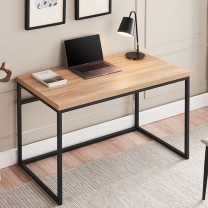 Industrial Wood and Metal Home Office Desk(Light Natural Wood)