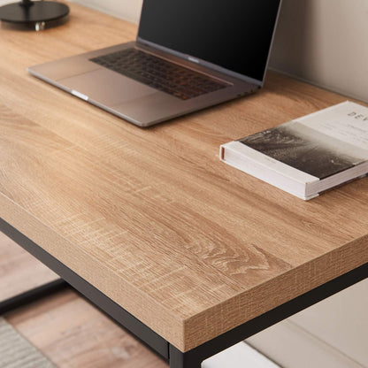 Industrial Wood and Metal Home Office Desk(Light Natural Wood)