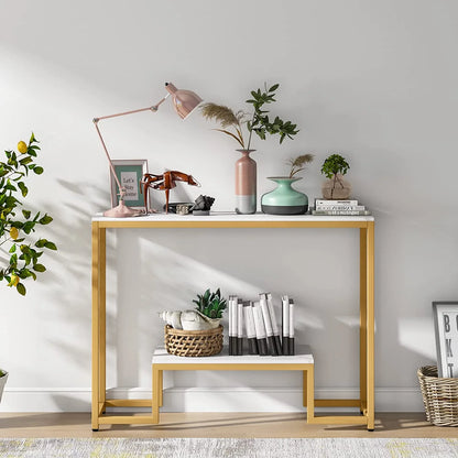 2 tire Console Table Gold 108X30/90 Cm