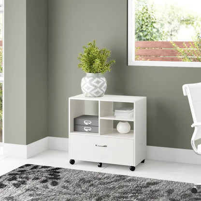 1-Drawer Mobile Lateral Filing Cabinet - White