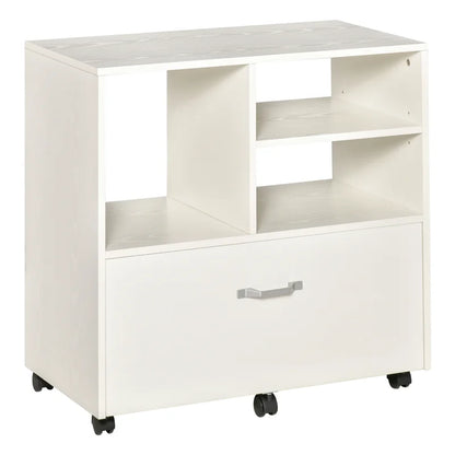 1-Drawer Mobile Lateral Filing Cabinet - White