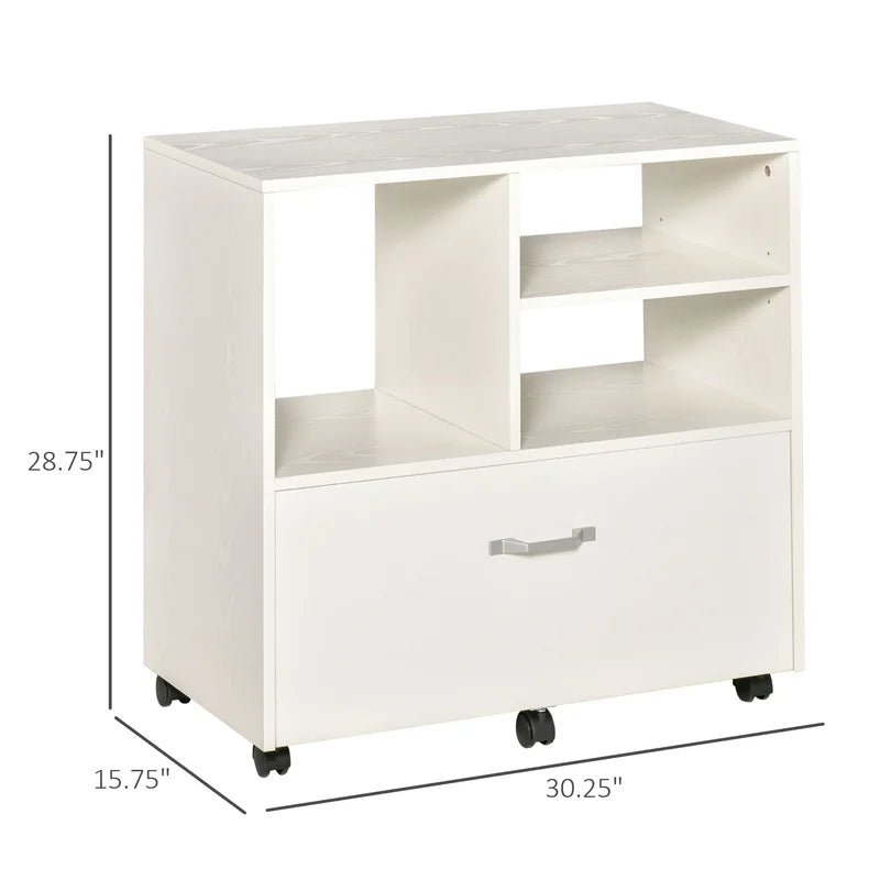 1-Drawer Mobile Lateral Filing Cabinet - White