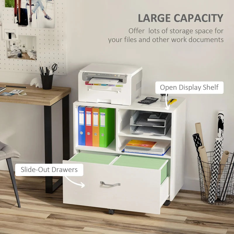 1-Drawer Mobile Lateral Filing Cabinet - White