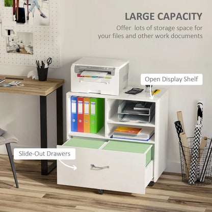 1-Drawer Mobile Lateral Filing Cabinet - White