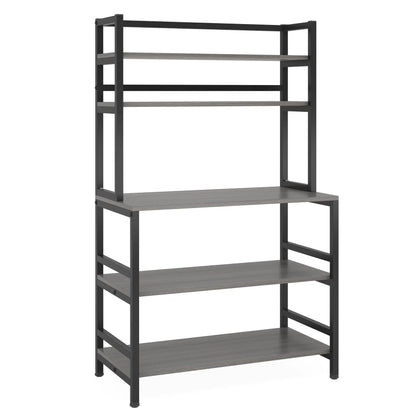 Stable Black & Grey  Kitchen Baker's Rack, 5-Tier Freestanding Kitchen Utility Storage Shelf
