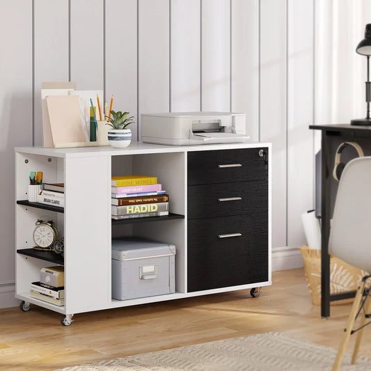 Drawer Vertical Filing Cabinet White & Black