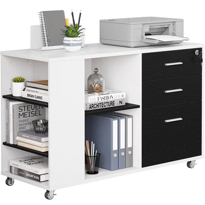Drawer Vertical Filing Cabinet White & Black