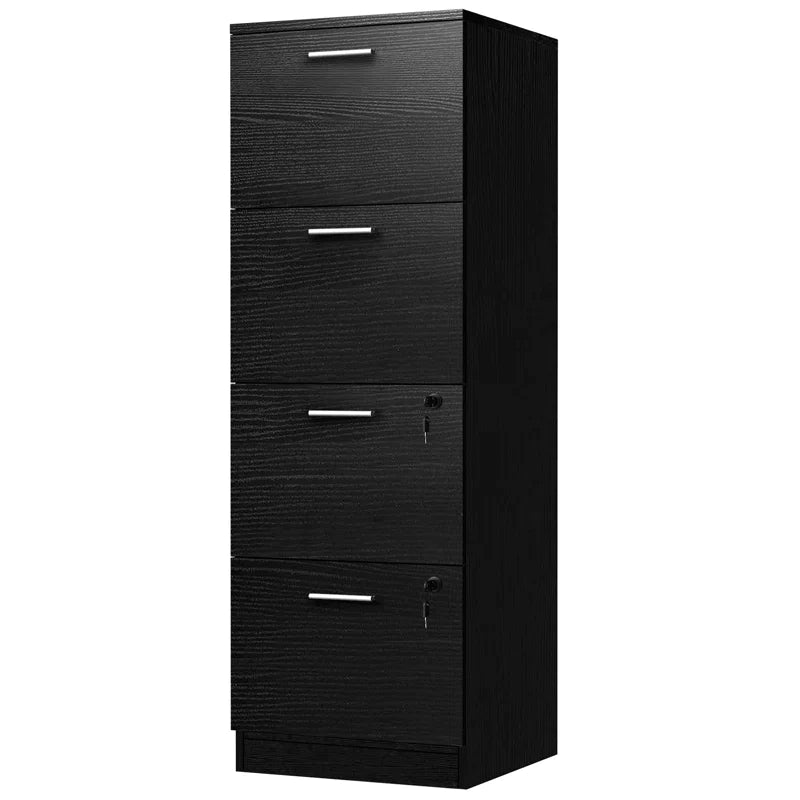 Wide 4 -Drawer Vertical Filing Cabinet - Black