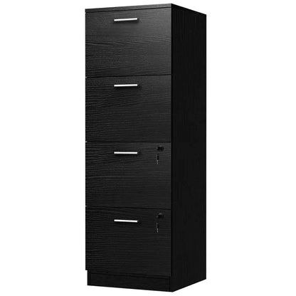 Wide 4 -Drawer Vertical Filing Cabinet - Black