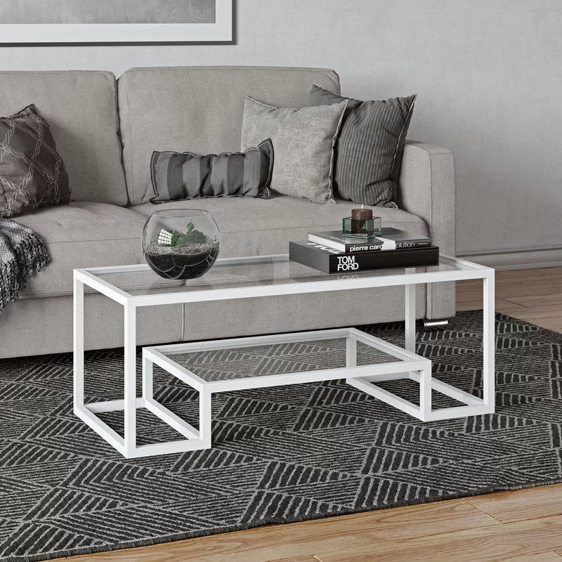 Coffee Table with Storage White 114X51/42 Cm