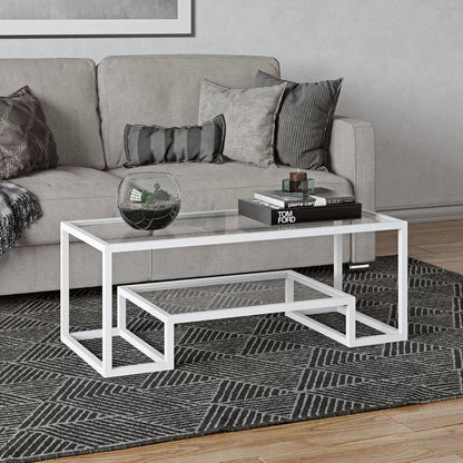 Coffee Table with Storage White 114X51/42 Cm