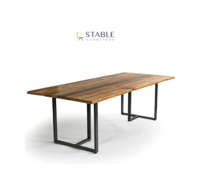 Industrial Wood Dining Table - Reclaimed Wood Table Custom - Wood Dinning Table for Living Room - Farmhouse Dining Table with Steel Legs