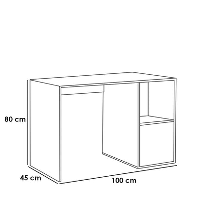 White Desk 100X45/80 Cm