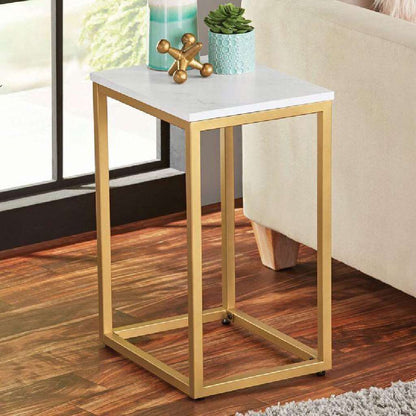 Side table Gold & White 40X40/60 Cm