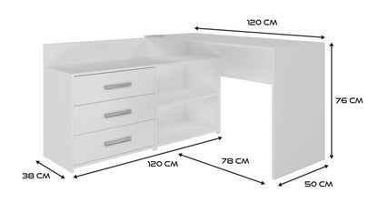 corner desk 120x50 / 76 Cm with a chest of drawers