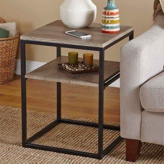 Side Table Black & Brown 40X40/55 Cm