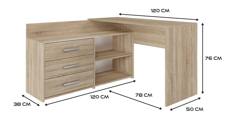 corner desk 120x50 / 76 Cm with a chest of drawers